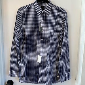 JCREW NON-IRON SLIM FIT NAVY GINGHAM BUTTON DOWN